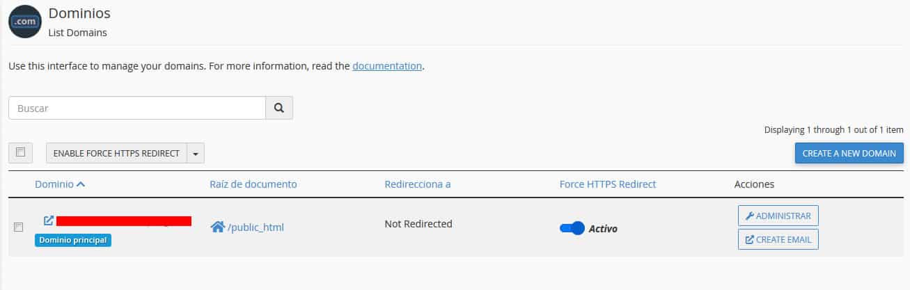 Forzar la redirección HTTPS con Cpanel